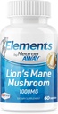 NeuropAWAY Elements Organic Lions Mane Mushrom Extract Kapsule (60 Acid Rezistentné kapsule na fľašu) Tretia strana testované vyrobené v cGMP zariadení