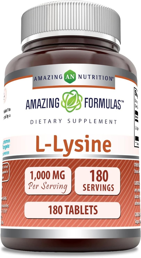 Úžasné vzorce L-lyzín 1000 Mg Amino Acid Supplement 