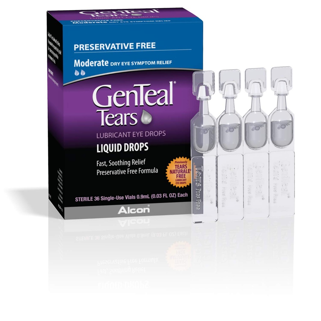 Genteal Tears Lubricant očné kvapky, stredne tekuté kvapky, injekčné liekovky na jednorazové použitie,1 balenie po 36 ct , 0.03 Fl Oz