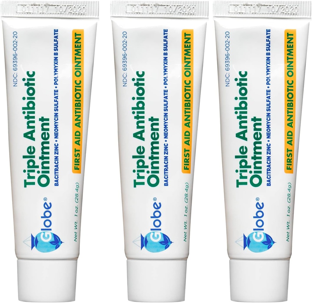 Glóbus (3 balenia 1oz triple antibiotické masti, prvá pomoc masti pre malé škrabance a rany a zabraňuje infekcii, v porovnaní s aktívnymi zložkami vedúce značky (3 balenia)