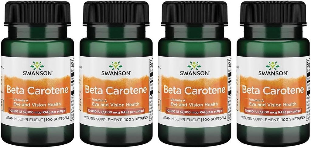 Swanson Beta-karotén (vitamín A) Skin Eye Immune System Health Antioxidant Support 10000 Iu (3000 μg) 100 Sgels (4 balenia)