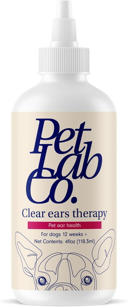PetLab Co. - Clear ušné terapie Ušný čistiaci prostriedok pre psy - Podpora kvasiniek, svrbenie uší a zdravé ušné kanály - alkohol-bez psa Umývanie uší - Optimalizované ušný čistiaci roztok pre psov - Balenie Máj Vary