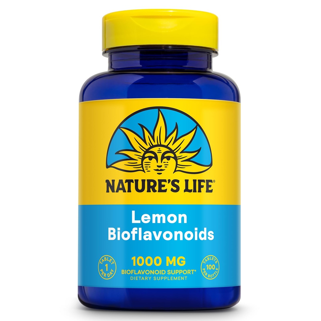 Nature's Life Lemon Bioflavonoids 1000mg - Citrus Bioflavonoids Supplement with Hesperidin and Rutin - Antioxidant a Cellular Support, Vitamín C Absorpcia - 60 dní Záruka, 100 Serv, 100 tabliet