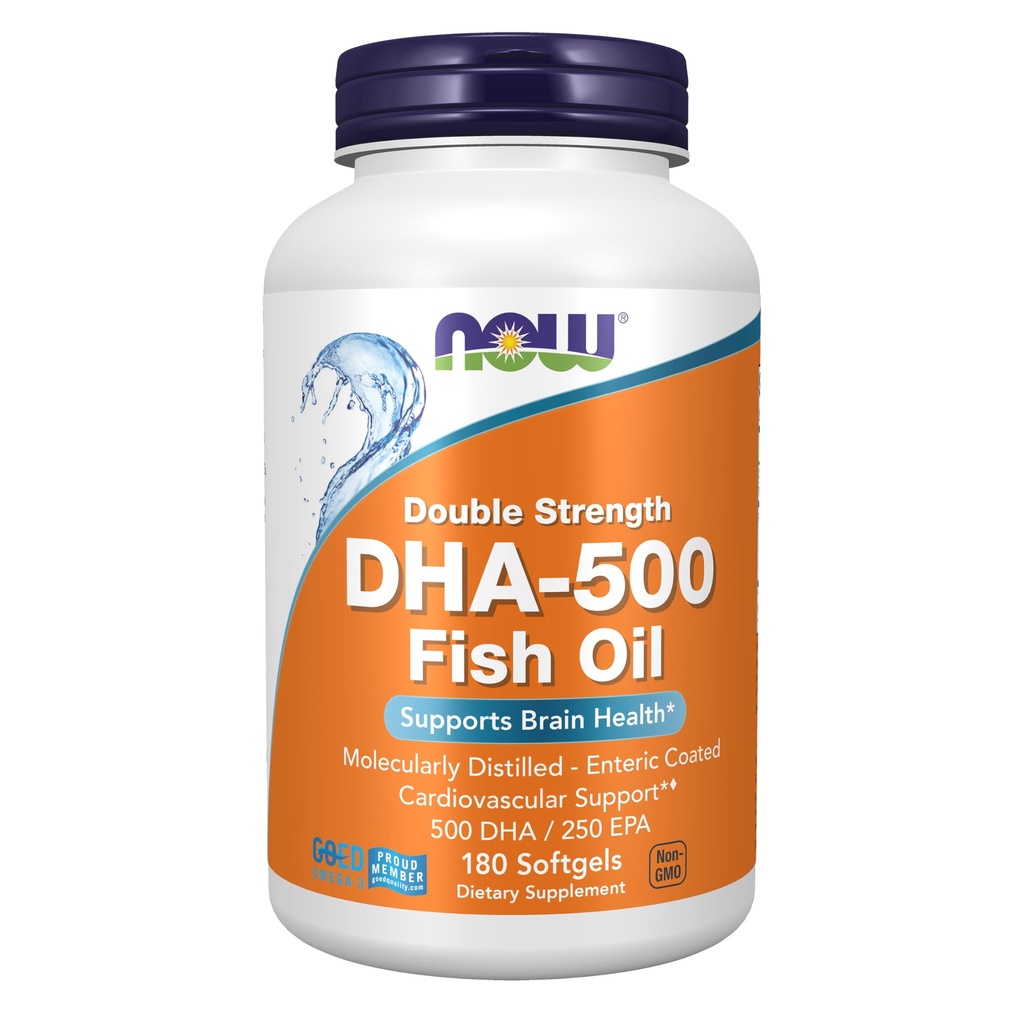 Teraz potravinové doplnky, DHA-500 s 250 EPA, molekulárne destilovaná, podporuje zdravie mozgu*, 180 Softgels