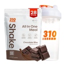 310 Nutrition All-in-One Replacement Shake Powder w/Shaker Cup Starter Kit - High Protein Fiber Rich Vegan Superfood Blend - bez cukru, Keto & Paleo Friendly, Low Carb - Chocolate Bliss 28 srv