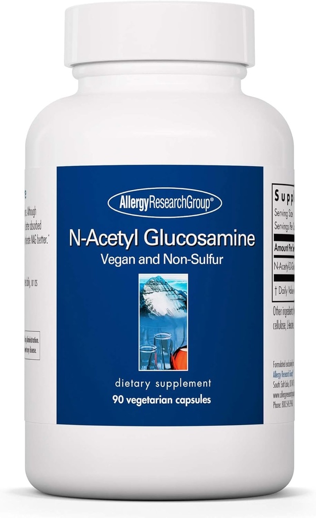 Alergia Research Group N-Acetyl D-Glukosamine 500mg - NAG Supplement, Joint Support, Glucosamine Sulfate, Joint Health Formula, Motility Activator, Vegan, Non-Sulfur, Vegetariánske kapsule - 90 Počet