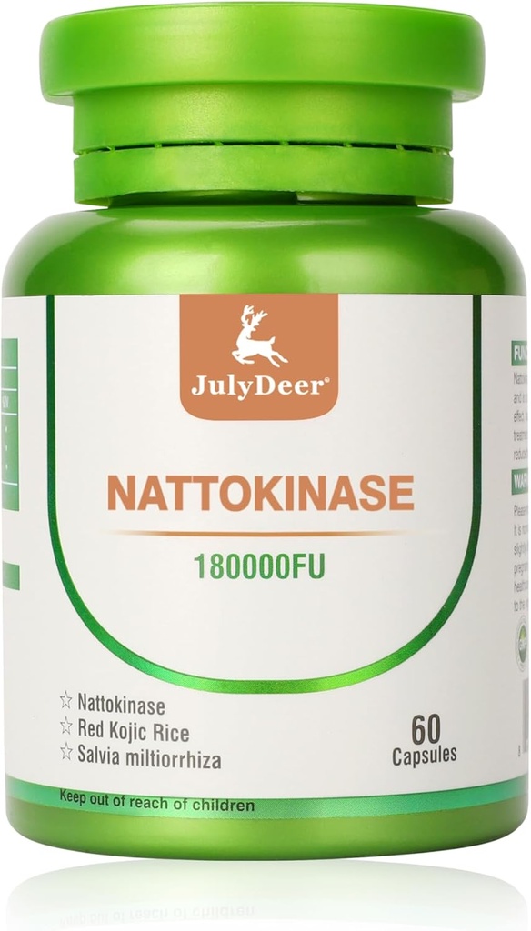 Nattokináza Doplnky 180, 000FU Celá fľaša 60 Kapsule, 6, 000FU 2 Kapsule Daily Nutritional Supplements Systemic Enzymes Vegetarian Friendly for Cardiovaskulárne a circulatory Support