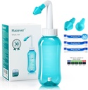 Neti Pot Sinus Rinse Nosné umývanie 300ML Neti-Pot s 30 Nosové umývanie soľné balíčky a lepidlo termometer Nos Čistič umývacej fľaše Zavlažovanie pre dospelých a deti BPA zadarmo (Light Green)