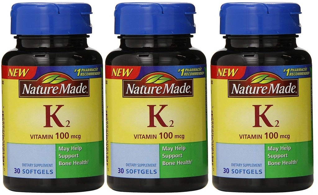 Príroda Vyrobené vitamín K2 100 μg Softgels 30 (3) (Backaging May Vary)