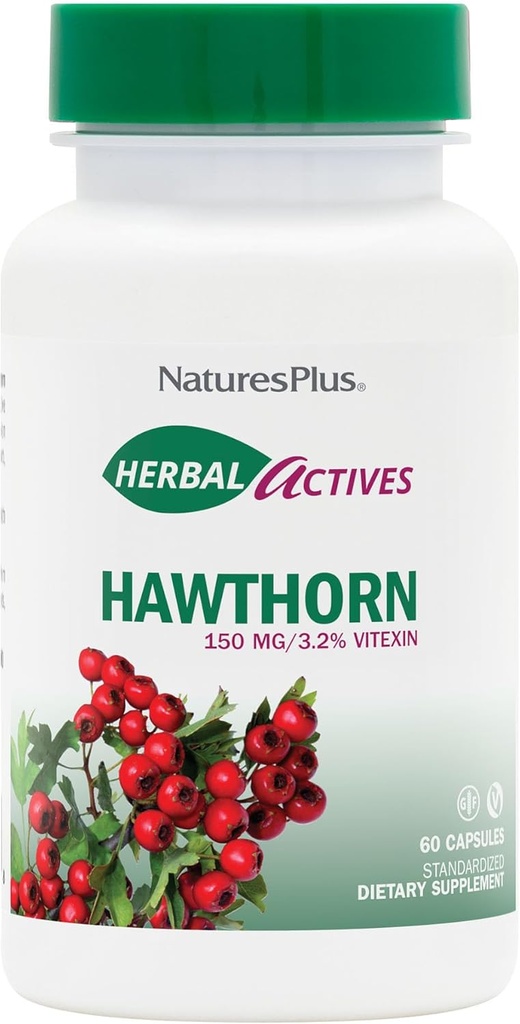 NaturesPlus bylinné látky Hawthorne 150 mg - 60 Vegetariánske kapsuly - podporuje zdravie srdca - bez lepku - 60 porcií