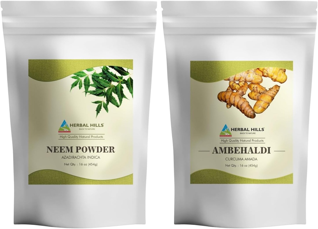 Neem Leaf Powder a Ambehaldi Turmeric Powder 16 Oz Balenie 2 Combo