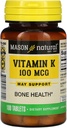 Mason Vitamíny Vitamín K 100 μg Tablety, 100- Count Fľaše