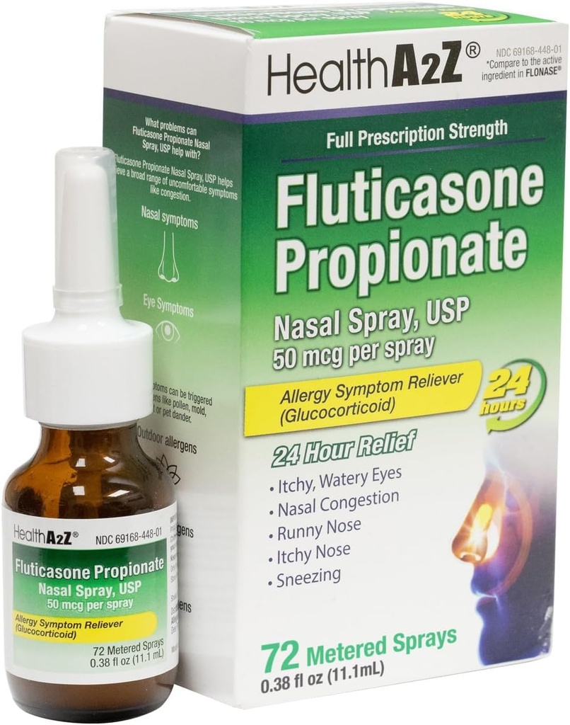 ZdravieA2Z® Fluticasone Propionát nosový sprej 50 mcg na sprej 24 hodín Alergia Relief 72 Sprays 