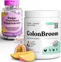 ColonBroom Psyllium Husk prášok Cukor Chladiaci Dusičnan - Chromium Picolinate 200mcg, 2 Položky - Colon Cleanser Fiber Supplement (50 Servings) + Cukor Craving Supressant (60 Servings)