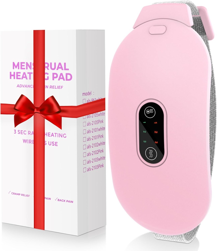 Kúrenie Pads, Glyduny Obdobie Cramp Massager Prenosné bezdrôtové Kúrenie Pad so 6 Tepelné úrovne a 6 Masáž režimov pre Back bolesť úľava Menstrual Kúrenie Pad (Pink)