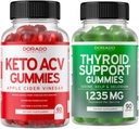 Keto ACV Gummies (60 gróf) Advanced Weight Loss Formula a podpora štítnej žľazy (90 gróf) Support Supplement with Ashwaganda, Iodine, Bladderwrack, Kelp & Schisandra - Non-GMO, Vegan & Made in USA