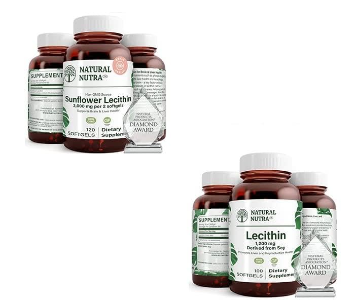 Prírodný slnečnicový lecitín Nutra doplnok 2000 mg 120 Softgels Soy Lecithin Dietary Supplement 1200 mg 100 Softgels