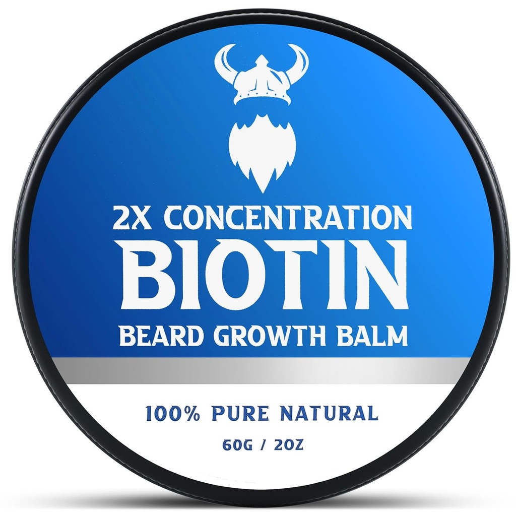 Biotín Brada Balm pre mužov & Kondicionovanie brada vosk - Vyrobené s olejom z kalórií prírodné a organické zložky - Hydraty a zhrubne rast vlasov tváre- 2 Ounce Tin