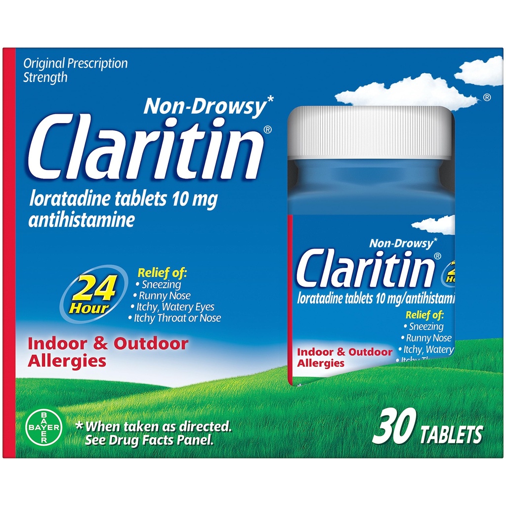 Claritin 24 HR Non Drowsy Alergy Medicine, Loratadin antihistaminiká tablety, 30 Ct