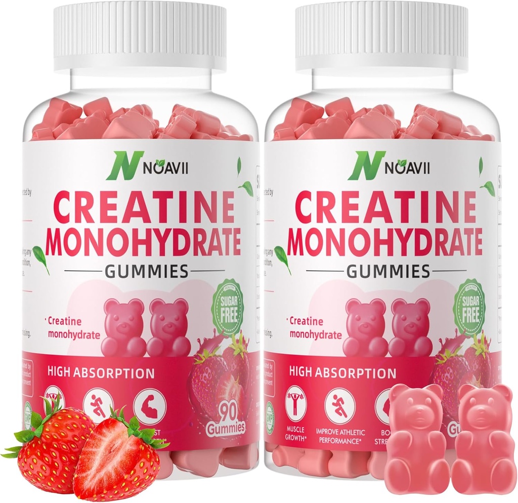 Monohydrát kreatínu Gummies 5000 mg pre mužov a ženy, žuvačky Kreatín Monohydrát pre svalovú silu, svalovej hmoty, energie Boost, pre-cvičenie doplnok-180 Jahodové Gummy