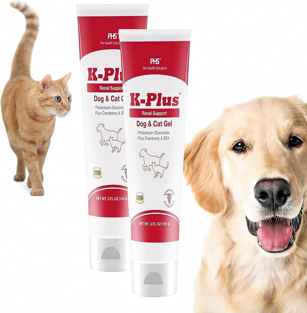 K-Plus glukónan draselný Renálny gél Plus Cranberry a EPA pre psy a mačky - Veterinarian Schválený renálny doplnok - podporuje rovnováhu draslíka -(2 balenia)