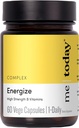 ma dnes Energise Supplement Super B vitamín B komplex pre mužov a ženy - B6, B12 s vitamínom C, Zinok, Ashwagandha a sibírsky ženšen - Energia a imunitná podpora - Vegan, 60 Slúži