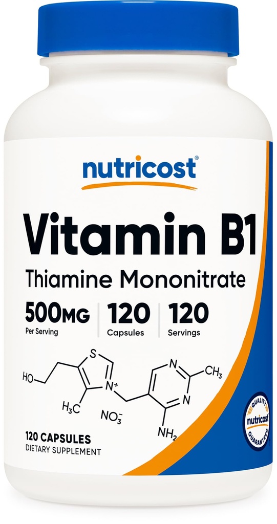 Nutricost Vitamín B1 (Thiamín) 500 mg, 120 kapsúl