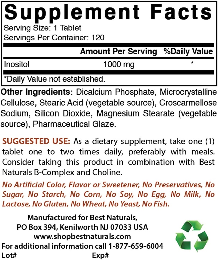 Najlepšie prírodné Inozitol 1000mg & Selenium 200 mcg