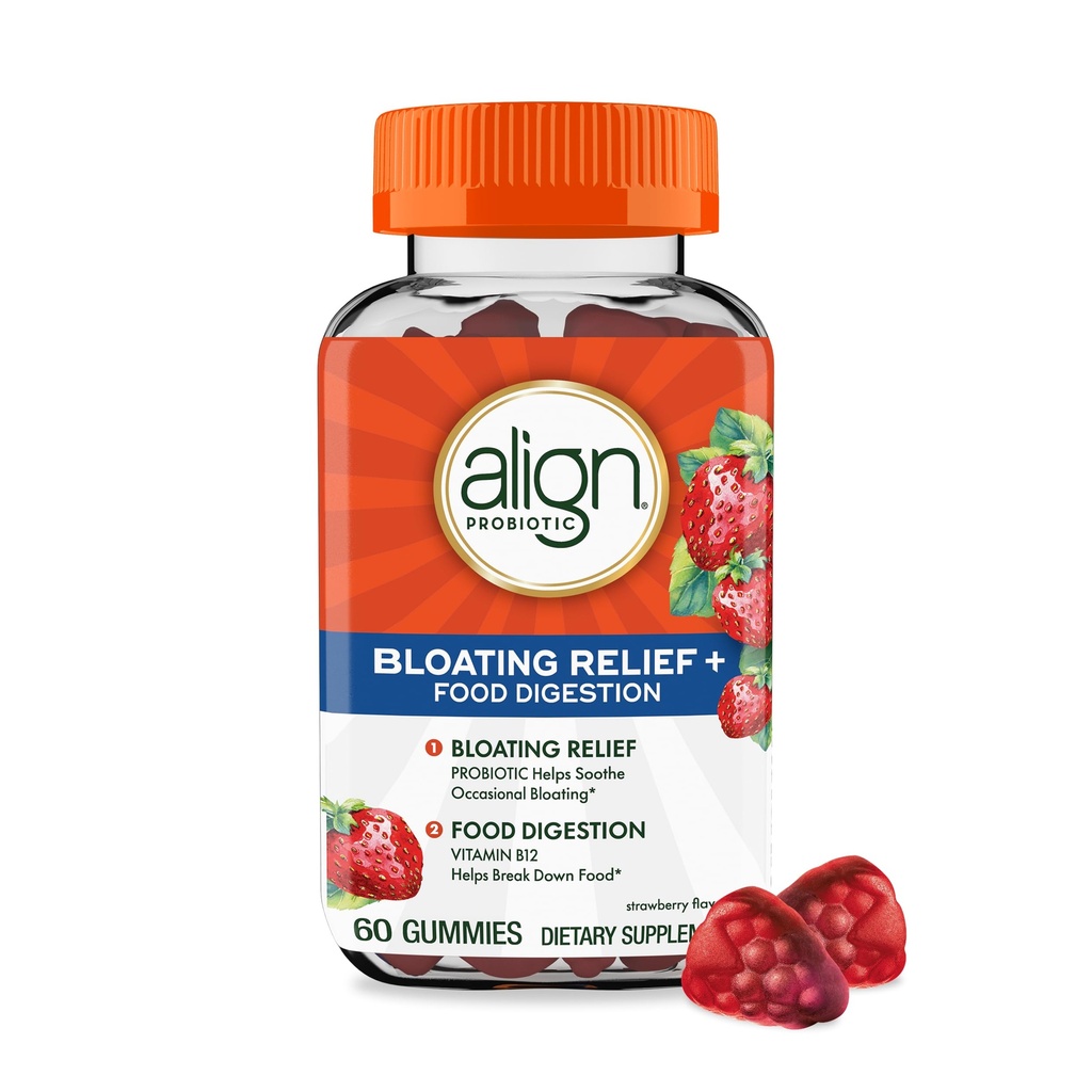 Zarovnať probiotikum, Bloating Relief + Food Digestion, Probiotiká pre ženy a mužov, Probiotiká pomáha upokojiť príležitostné bloating*, s vitamínom B12 pomôcť prelomiť potraviny do celulárnej energie*,60 Gummy