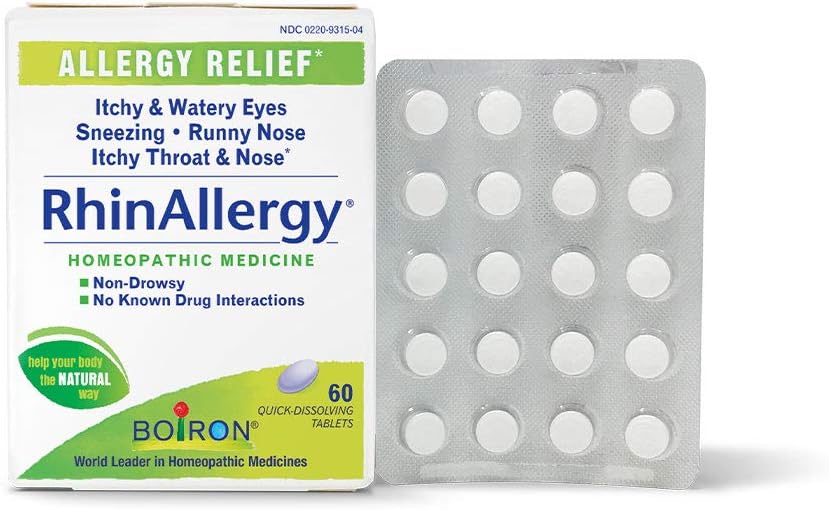 Boiron RhinAllergy tablety na zmiernenie alergie príznaky sipotu, Runny nose, a svrbenie očí alebo hrdla - 60 Počet