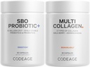 Codeage Multi Collagen Protein Capsules 5 Typy, Ashwagandha Withania Somnifera & Organic Amla Berry + SBO Probiotic Blend 50 miliárd CFU Bundle, Lactobacillus Plantarum, Bacillus Subtilis, Non-GMO