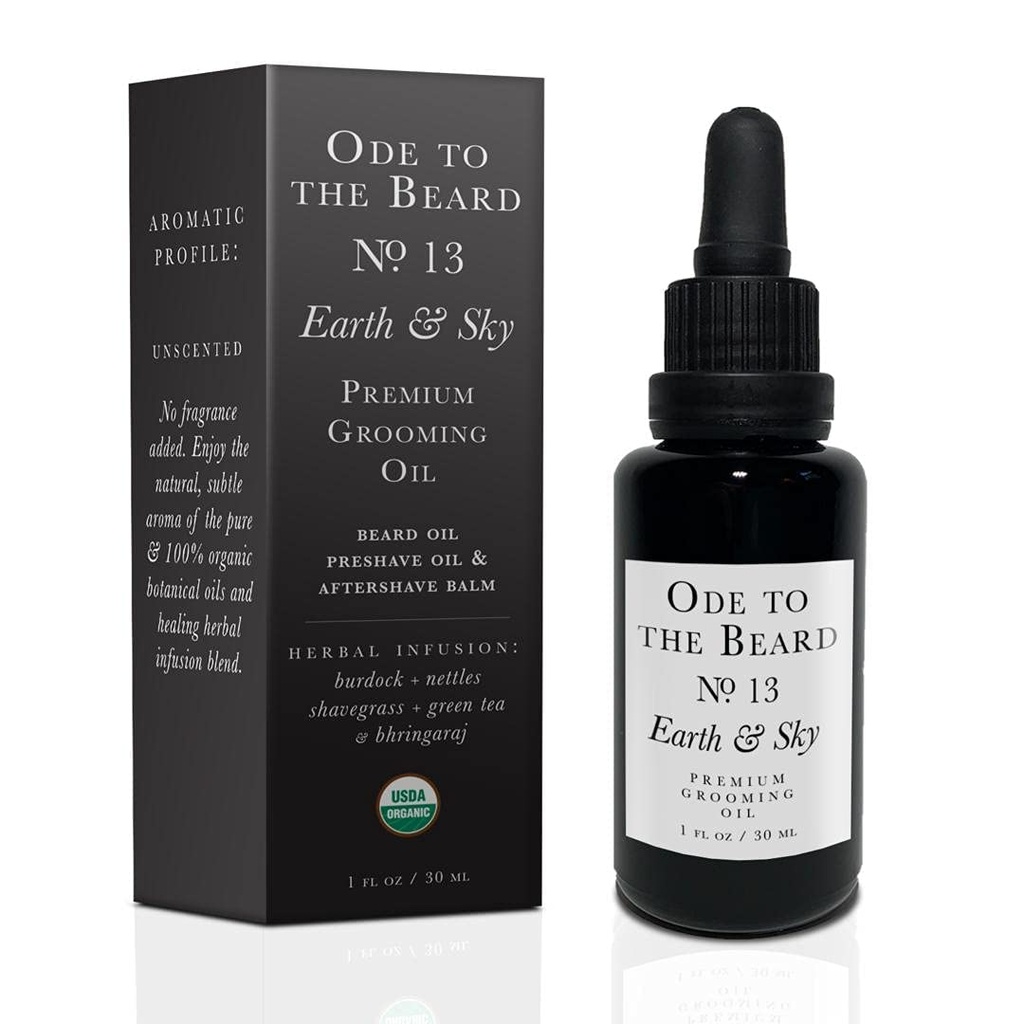 USDA Organic Beard Oil pre mužov, 3-in-1 Premium Grooming Oil s arganovým olejom, jojobovým olejom, a ďalšie, pre brada rast a brada umývanie - Ode do brada Zeme a neba medvedí olej, 1 fl oz - unscented