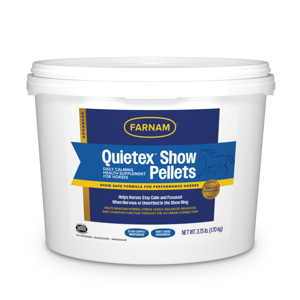 Farnam Quietex Show Pellets, pomáha udržiavať kone pokoj a relax, ktorý sa stal nervózny v Show Ring 3,75 libier.