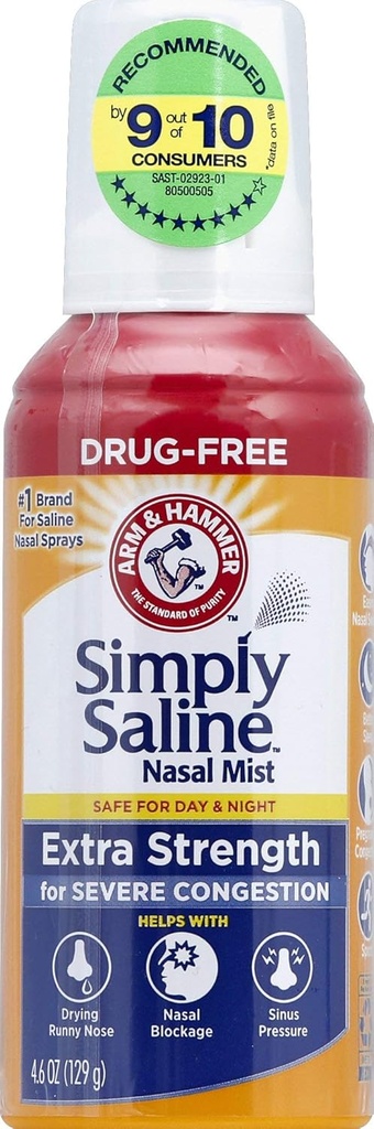 Jednoducho saline dospelý nosový opar, alergia a sínusová úľava, extra sila, 4,6 Fl Oz, mnohofarebné