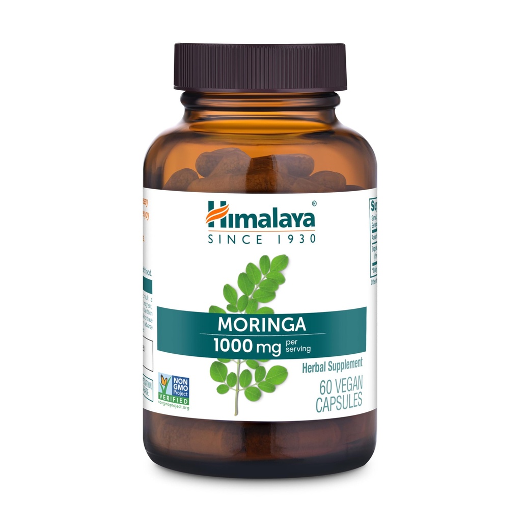 Himalája Moringa - Bylinné Superfood Antioxidanty Doplnková podpora wellness, Vitality, a oxidačný stres - Vegan, Non-GMO, Gluten Free, 1000 mg, 60 Kapsule