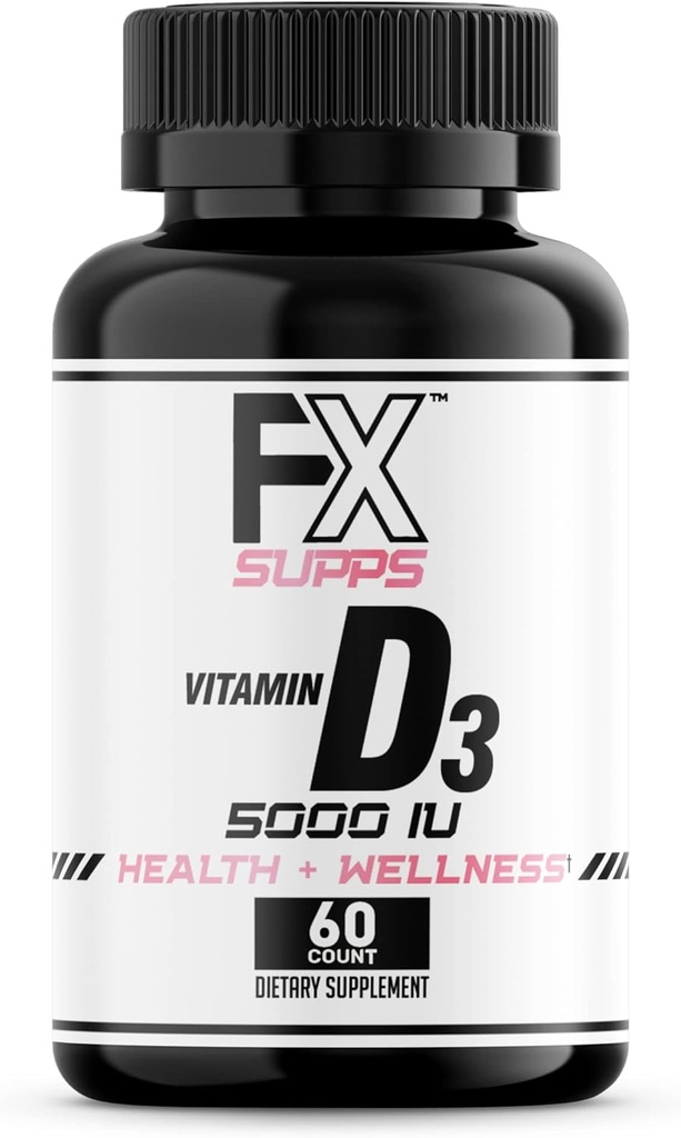 FXSUPPS Vitamín D3 5000 IU (1 balenie, 60 jednoduchý na prehltnutie Softgels)