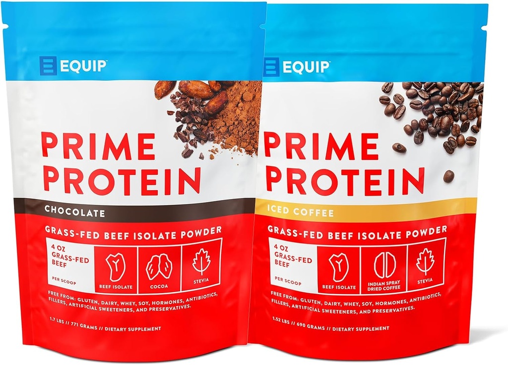 Equip Foods Prime Protein prášok Čokoláda & Prime Protein prášok Ľadová káva