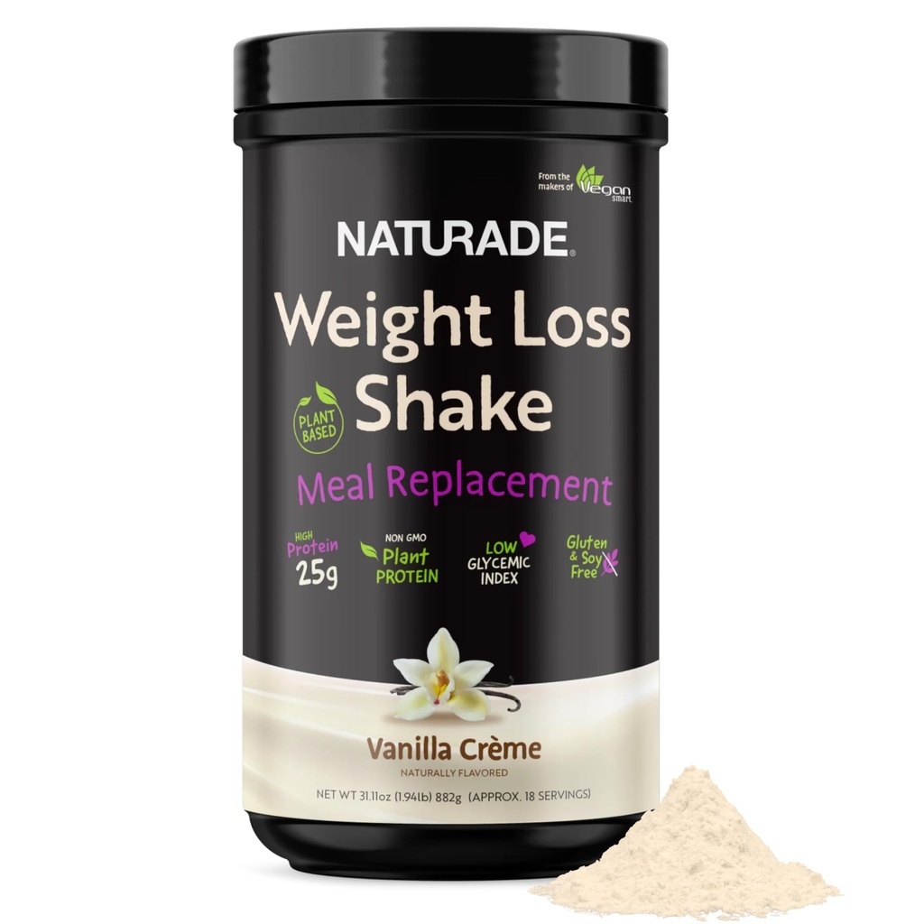 Naturade Chudnutie Shake Nahradenie jedla, 18 Slúži - 25g Rastlinný proteín, CLA, Fiber & 18 Vitamíny a minerály navrhnuté na Curb Cravings a zvýšiť dennú výživu - Vanilla Creme