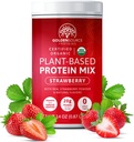 Strawberry - Rastlinný proteínový prášok, Bielkovina Mix, Proteín Prášok s vitamínmi a minerálmi, 20g bielkovín, & Kompletný Aminokyselinový profil, Vegánsky proteín prášok