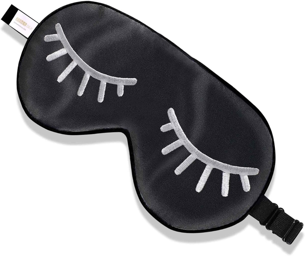 ZIMASILK 100% Natural Silk Sleep Maska Slepá,Nastaviteľné Super-hladké mäkké očné masky pre spánok s taškou [Eyelash]