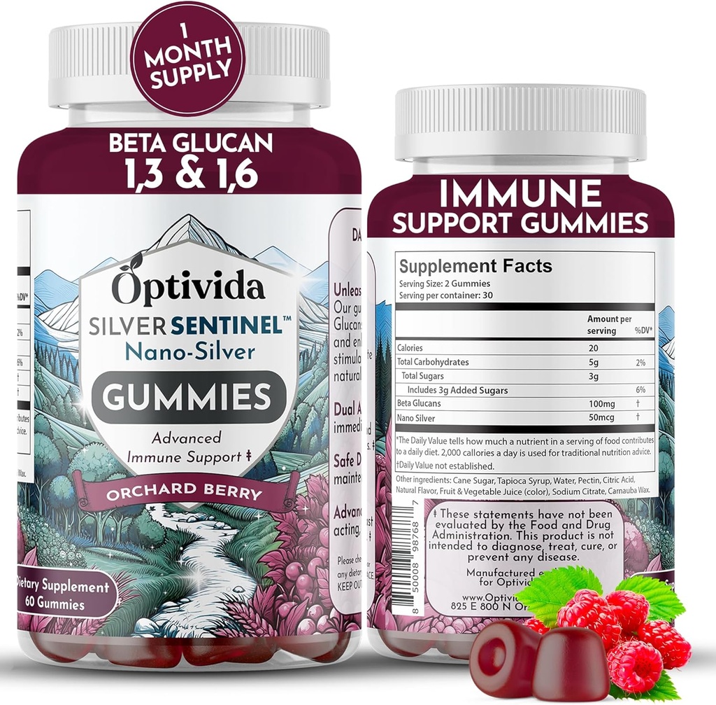 Optivida Nano Silver Immune Support Gummies (60 gróf) 