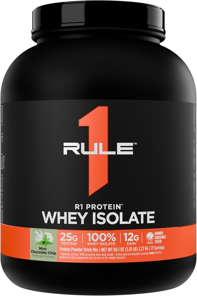 Článok 1 R1 Proteín Srvátkový izolát - s 25g proteínom & 6g BCAA Exkluzívne z izolovaných a hydrolyzovaných zdrojov pre zotavenie z tréningu (5 libry*, mincovňa čokoláda Chip)