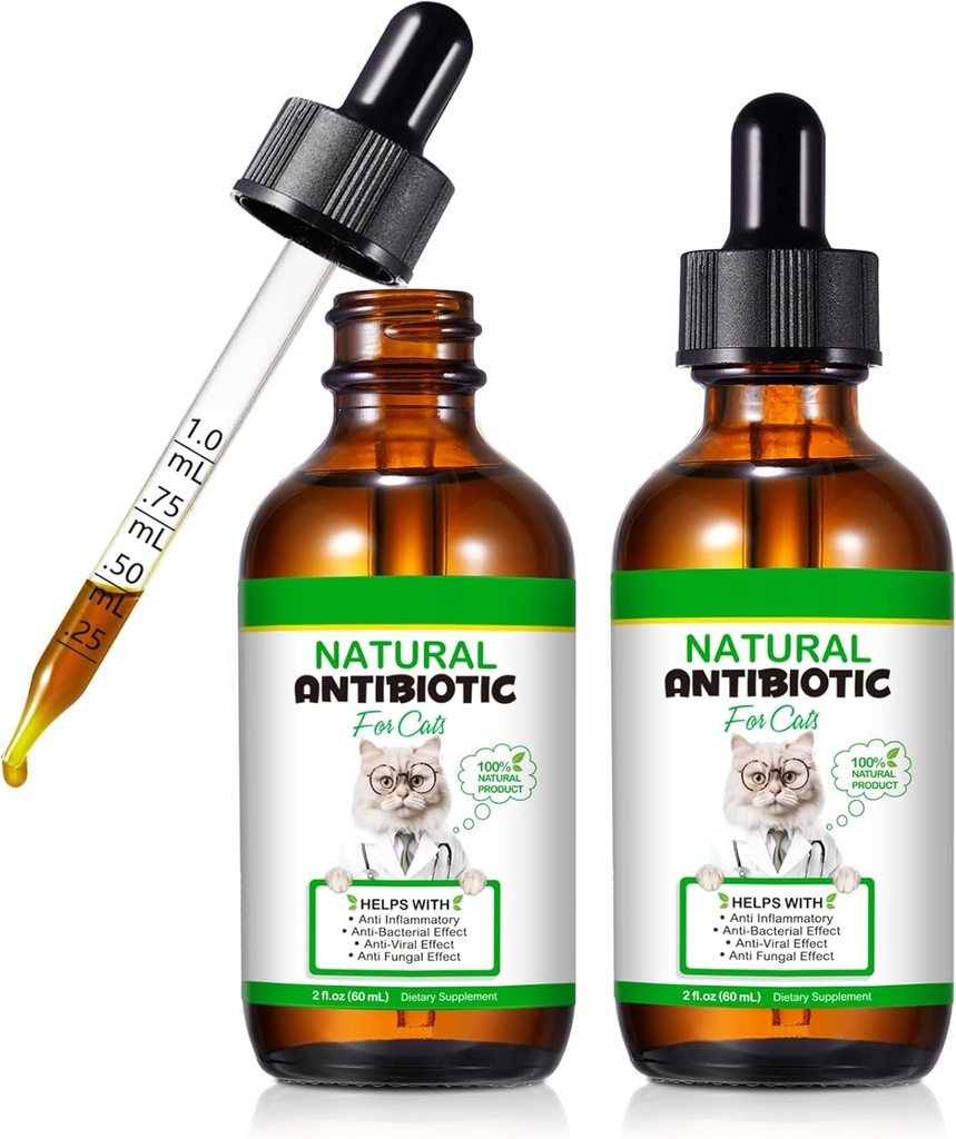 Cat Antibiotiká, Antibiotiká pre mačky, Prírodné Cat Multivitamínové Bylinné doplnky 60ml-2ks