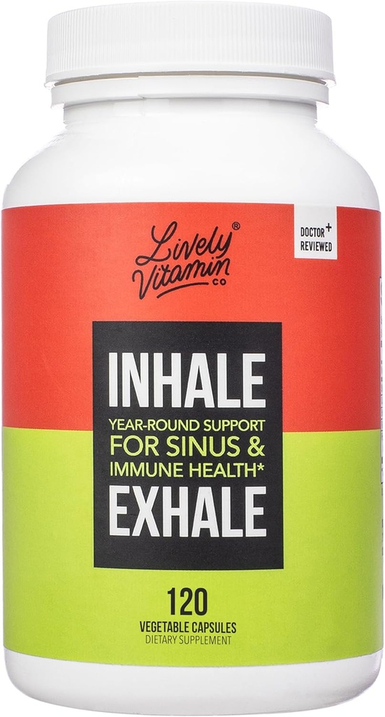 VITAMÍN CO. Inhalovať Exhale - Pomáha upokojiť alergie - svrbenie vodnaté oči - Alergický Symptom Relief - nosová kongescia - Jasné dýchanie - Alergická reakcia - Kašeľ - Kýchanie - 120 Kapsule
