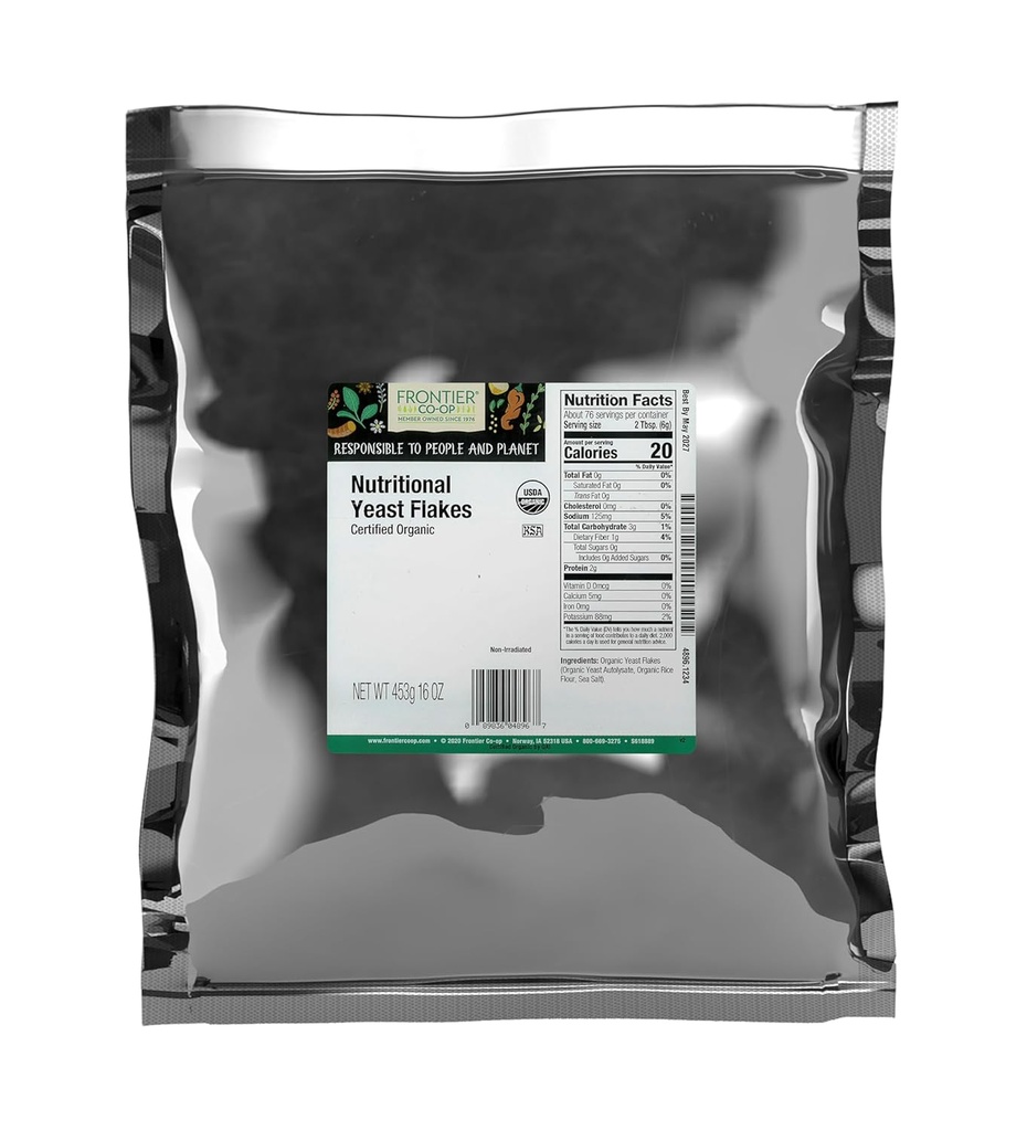 Frontier Co-op Organic Nutritional Kvasinky, 16 Oz, hromadný vak - Essential B Vitamíny, non-Ir vyžarované, Kosher kvasinka - Parmesan syr substitute