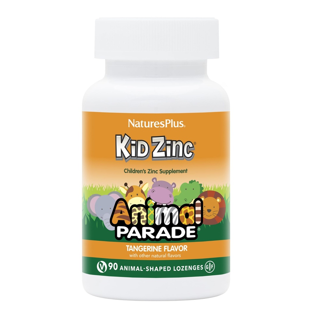 NaturesPlus Animal Parade KidZinc, Tangerine Flavor - 90 Animal-Shaped Lozenges - Organicky oneskorený zinok - Vegan, Gluten Free - 90 Servings
