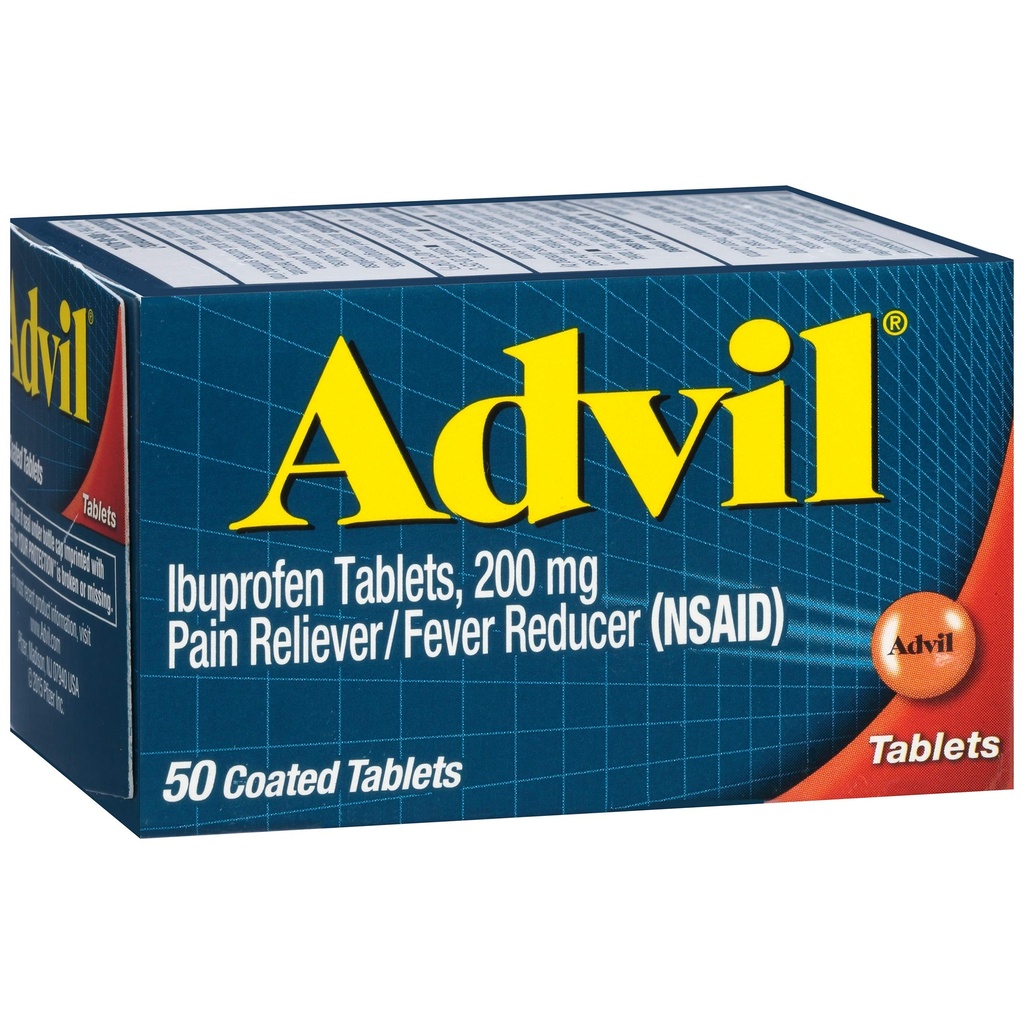 Advil Bolesť Reliever a horúčka Redukcia, Ibuprofen 200 mg pre úľavu od bolesti - 50 obalené tablety