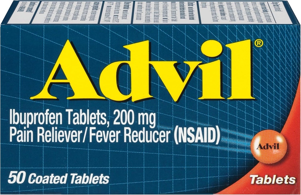 Advil Bolesť Reliever a horúčka Redukcia, Ibuprofen 200 mg pre úľavu od bolesti - 50 obalené tablety