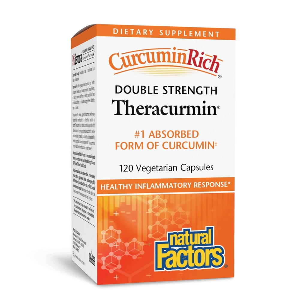 Prírodné faktory CurcuminRich Double Strength Theracurmin - Antioxidant Support Supplement with Curcumin - Dietary Supplement Aids Muscle & - 120 Vegetariánske kapsule (120 Servis)