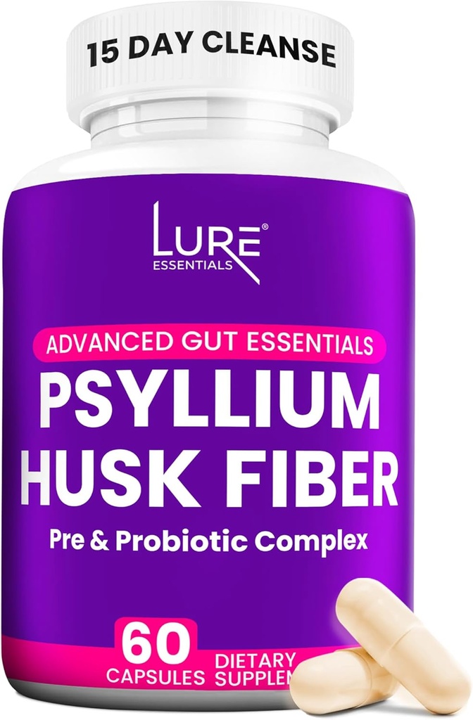 Lure Essentials Psyllium Husk Kapsule od Colon Cleanse - Prebiotic and Probiotic Fiber
